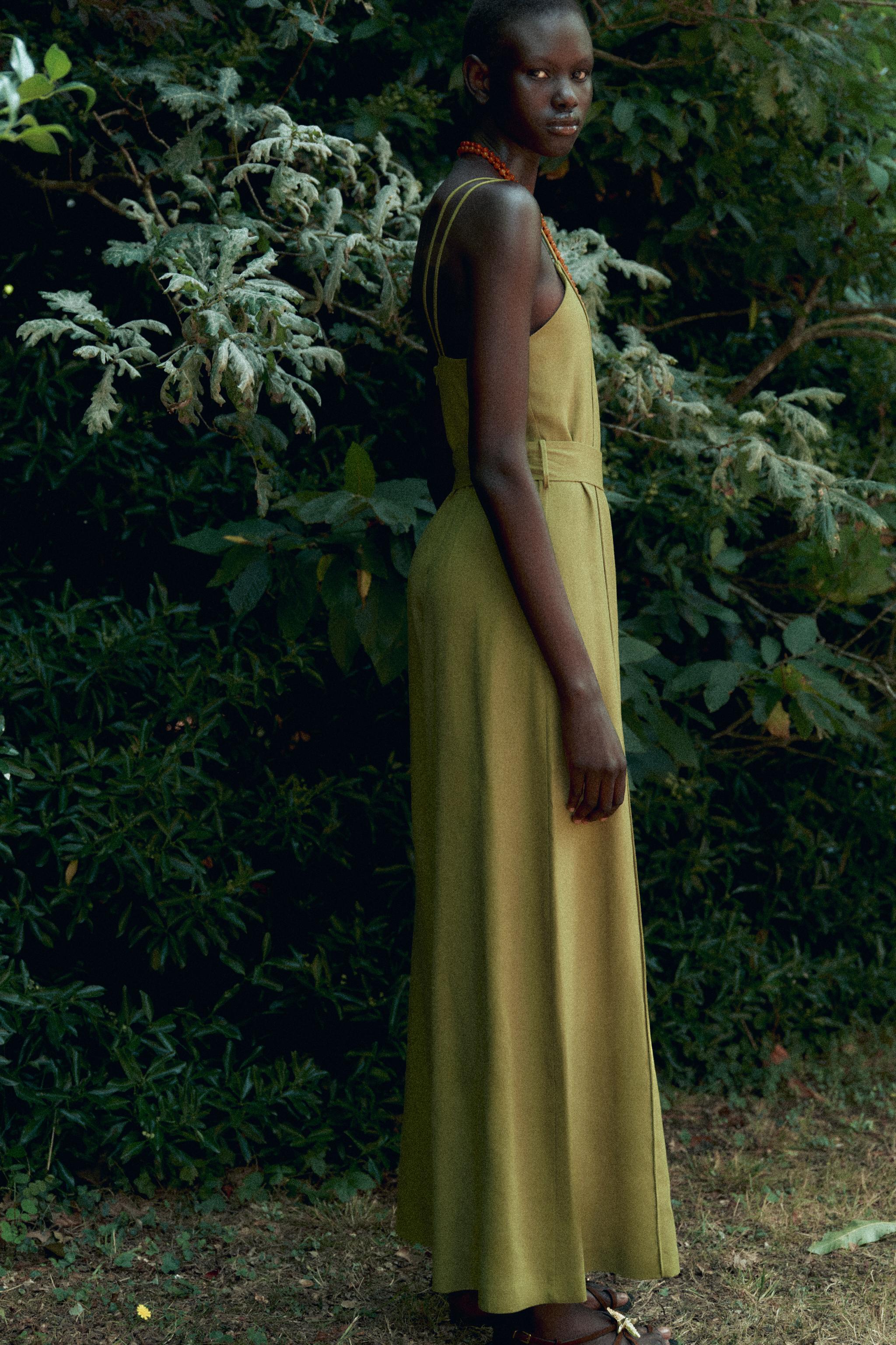 WIDE-LEG STRAPPY LINEN JUMPSUIT